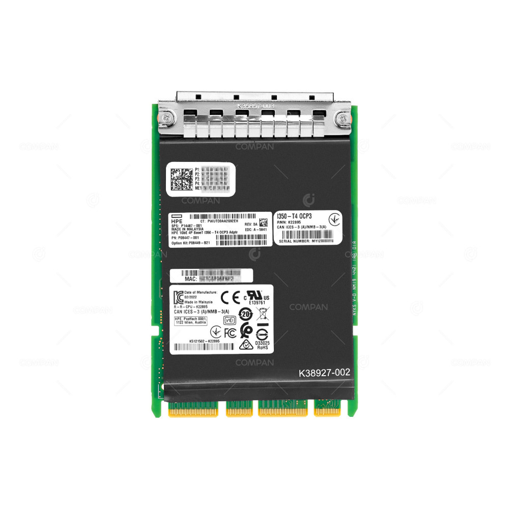 P14487-001  HP I350-T4 4-PORT 1G RJ-45 OCP3 NETWORK ADAPTER FOR PROLIANT G10+